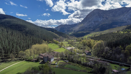 Fototapeta premium aerial view of the Valley of Atxondo in the Basque country