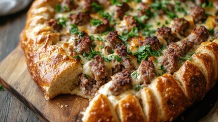 Cooking meat pie recipe kitchen food photography cozy environment close-up culinary delight