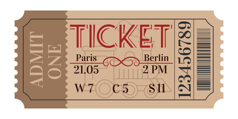 Train ticket in retro style.