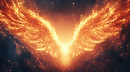 Flame of illumination perspective., pentecost a christian holiday, the descent of the holy spirit. Celestial Flame Wings. Illustration