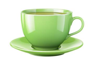 Green cup with green tea. Illustration isolated on transparent background.