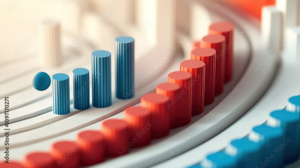 Aufkleber Abstract representation of data using colorful bars and circular patterns.