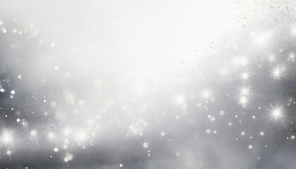 Obraz premium A white gradient background adorned with glittering silver sparks and a faint watercolor wash, creating a soft, magical atmosphere perfect for festive designs.