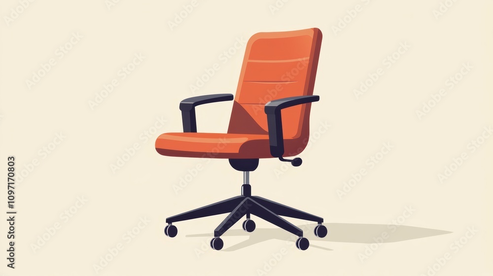 Poster modern office chair vector design template in orange color with adjustable features. generative ai