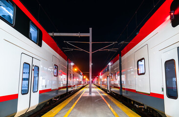 Electric commuter trains at San Francisco Station in California, United States