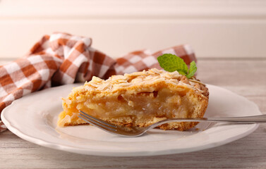 Slice of homemade apple pie