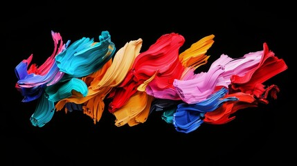 Vibrant colorful paint strokes artistic studio abstract art creative environment close-up view expressionism concept