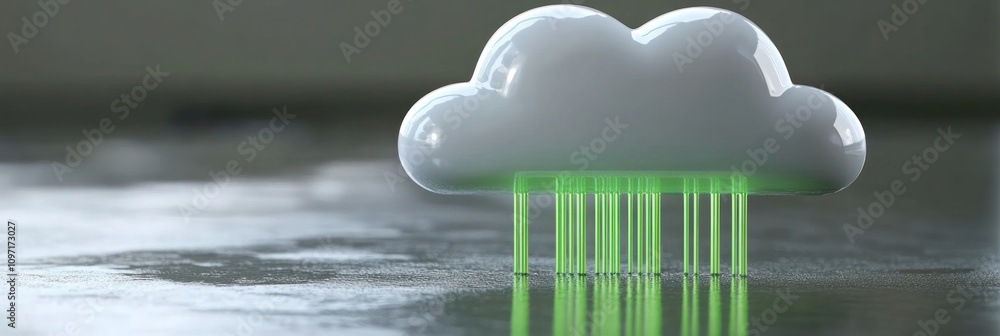 Aufkleber A stylized cloud with green pillars, representing data storage or cloud computing.