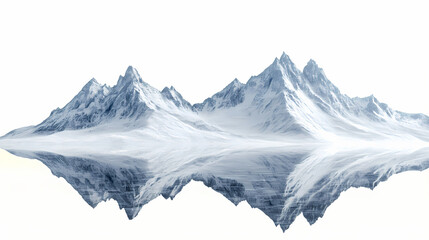 Obraz premium **a serene 3d render of a crystal-clear mountain lake with a reflection of snow-capped peaks, isolated on a pristine white background. Pristine Alpine Peaks. Illustration