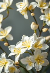 Obraz premium Realistic image of white and soft yellow vanilla flowers, wallpaper