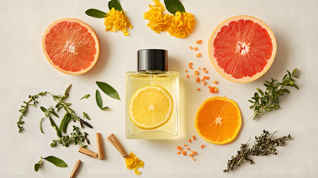 Captivating Studio Arrangement of Citrus and Wood Elements Showcasing Color and Freshness in a Sophisticated Composition