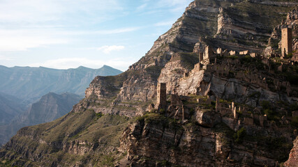 ancient city in the mountains, Republic of Dagestan, Russia. Old Kahib.