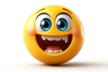 A cheerful yellow emoticon with a wide open mouth