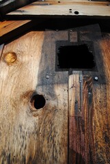 Weathered Side of Old Miner's Cabin in Mammoth Lakes, California.  October 2024.