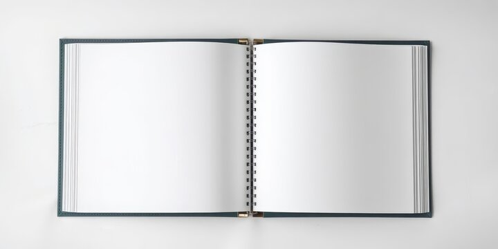 An open vertical photo album mockup with customizable pages and cover design, mockup, image