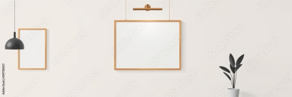 Wall mural a realistic hanging poster mockup template in a modern interior setting with customizable frame and 