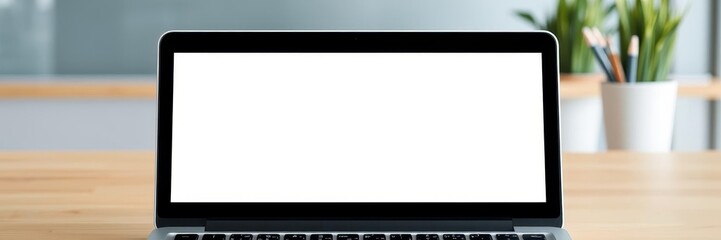 Obraz premium Laptop mock up with clear screen, isolated on white background, work, template