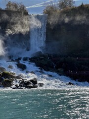 Niagara Falls, Canada, waves crashing on rocks