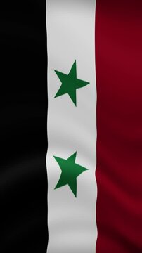Syria Waving Flag in Vertical Orientation. Realistic Flag Animation. Seamless Loop Background.	
