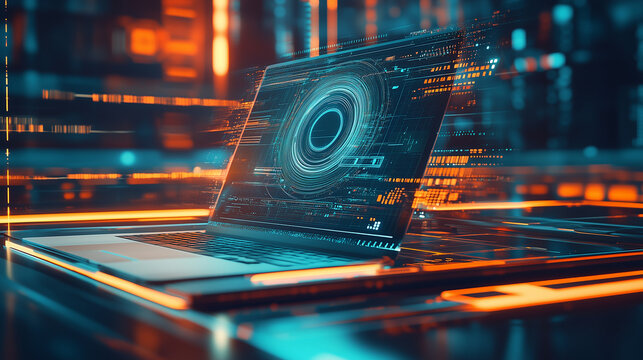 Future technologies showcased with symbolic representation, notebook interface, innovation in tech tools, modern systems