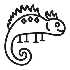 Lizard sign, black line icon, editable stroke, vector single monochrome illustration