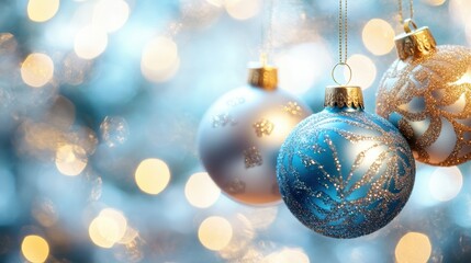 Soft blue and gold bokeh background for product display