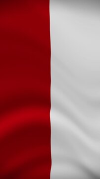 Indonesia Waving Flag in Vertical Orientation. Realistic Flag Animation. Seamless Loop Background.	