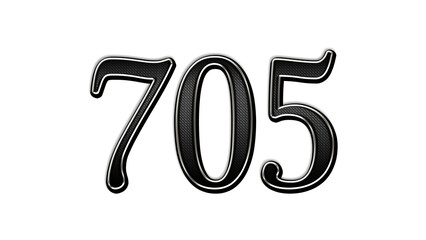 black metal 3d design of number 705 on white background.