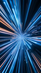 modern abstract high speed movement dynamic motion light trails on dark blue background futuristic technology pattern for banner or poster design background concept