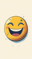 A Joyful Yellow Emoticon Laughs Tears Of Joy