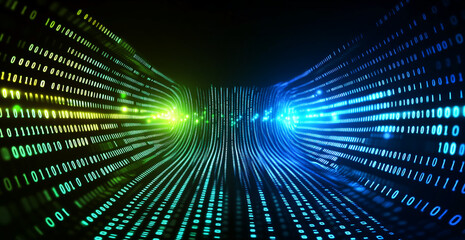 Fototapeta premium Innovative digital design creates a mesmerizing flow of binary digits in vibrant colors