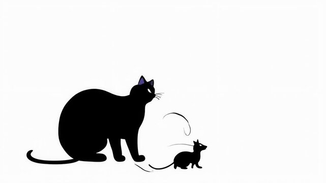 A hilarious animated adventure unfolds as a playful black cat tries to catch a clever mouse in a series of funny antics. Watch their comical chase in this delightful sketch.