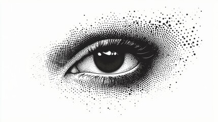 Abstract halftone eye collage element. Trendy grunge design element