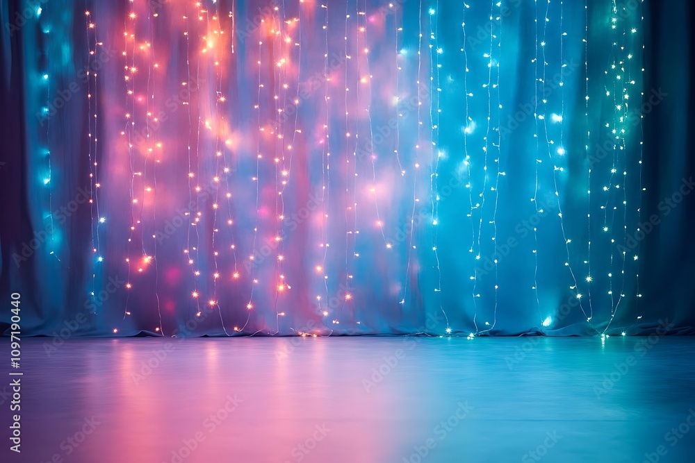Poster a colorful backdrop of twinkling lights creating a festive atmosphere.