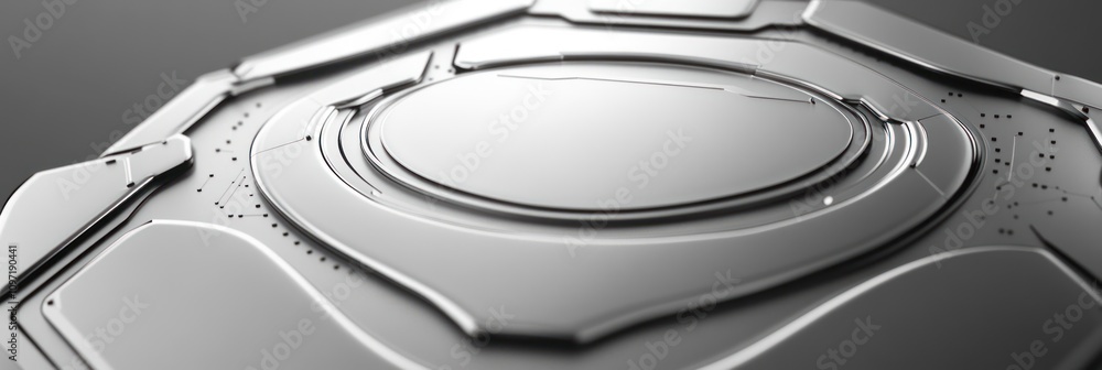 Aufkleber a close-up view of a sleek, metallic surface with intricate details and contours.