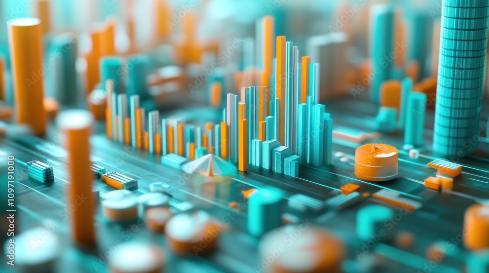 Aufkleber A colorful 3D representation of data visualizations and analytics.