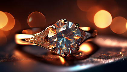 Macro Shot of a Ring with Glittering Light Beams