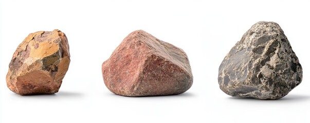 Natural rocks in various colors and textures, showcasing unique formations