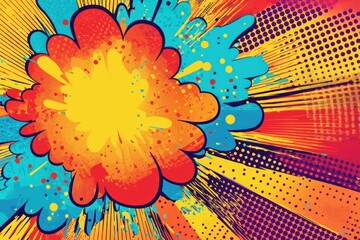 Colorful explosion of paint and graphic shapes creating a dynamic and vibrant background, perfect for artistic projects.