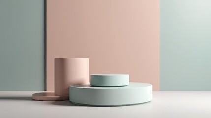 Whimsical Display. shelf stands in a room, awaiting product demonstration. Generative AI