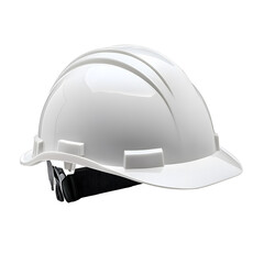 A white hard hat designed for safety in construction and industrial environments.