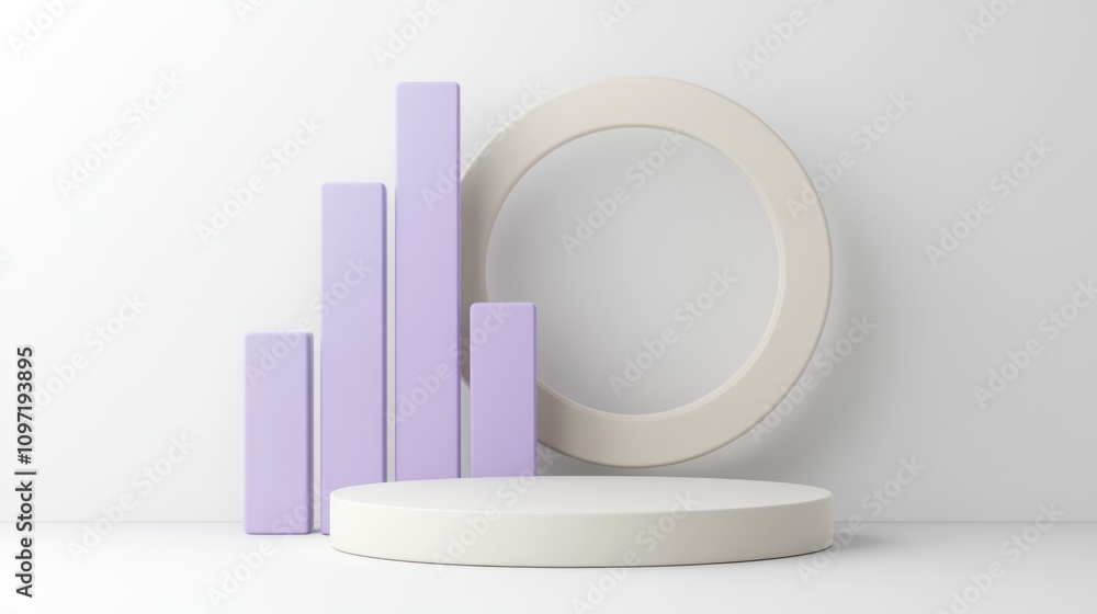 Poster Abstract geometric shapes in pastel colors, representing data visualization or growth.