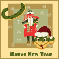 Cute snake character happy chinese new year 2025