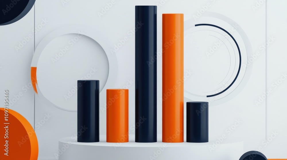 Poster abstract graphic featuring cylindrical shapes in contrasting colors on a minimal background.