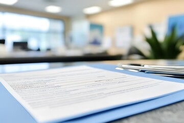 Obraz premium A close-up of a document on a desk in an office setting.