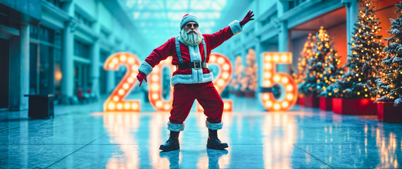 festive santa claus poses joyfully 2025