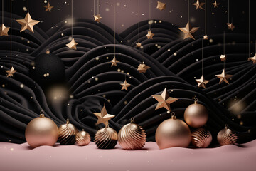 Christmas dark art background with decorations. Generative AI