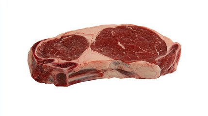 Chopped raw meat with visible fat , placed on a clean white background, highlighting the texture and richness of the fat in the meat