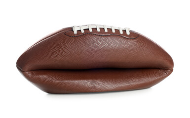 One deflated American football ball isolated on white