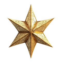 Obraz premium A three-dimensional golden star with intricate patterns, often used as a decorative element.